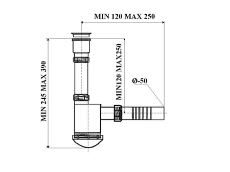 Dřezový sifon rovný fi50 single SYF027