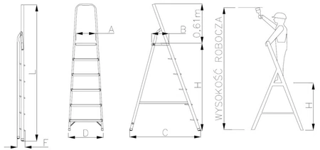 Drabex hliníkový žebřík pro domácnost 2,26 m 1106