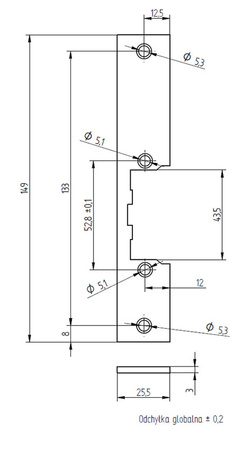 Deska Elektra Plus pro elektromagnetický úderník, rovná, krátká, lakovaná SP1501-M