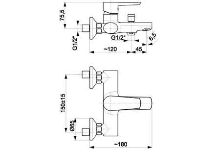 KFA Armatura Narva Black vanová baterie, nástěnná, černá 5224-010-81