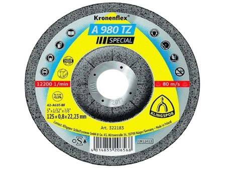 Řezný kotouč Klingspor A 980 TZ 125x0,8x22,23 322183