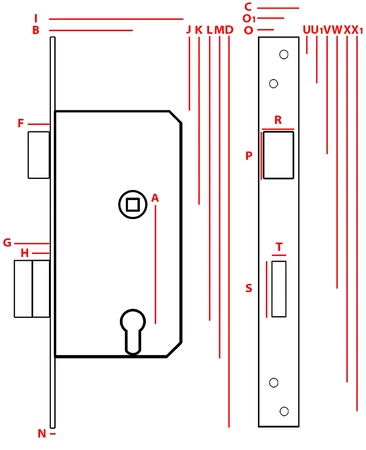 Zadlabací zámek Jania s levým klíčem Z109