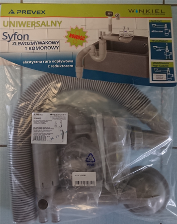 Jednodřezový sifon Prevex s 3,5" přepadem a odtokovou trubkou PL1-D9CF5-01PL