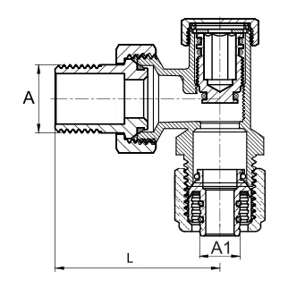 Diamantový úhel PEX uzavírací radiátorový ventil ART-25-PEX-1/2X16