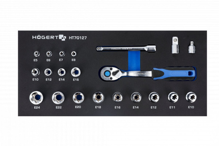 Sada ráčnového nářadí Hogert 3/8" 22 kusů EVA vložka HT7G127