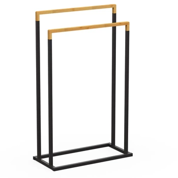 AWD Vnitřní věšák na ručníky černá/bambus AWD02061807