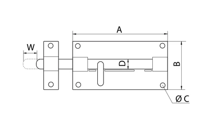 Lehká univerzální dveřní petlice s kulatým čepem 50mm ZS-SW-100