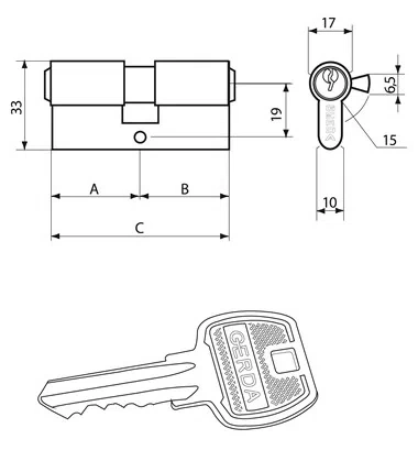 Gerda vložka válce 40/40 WKE1 mosaz 0WKE1S04040.98030P