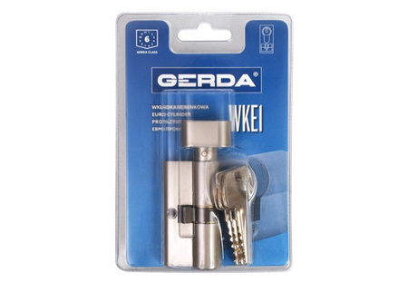 Profilová cylindrická vložka Gerda WKE1 s knoflíkem 36/28 saténový nikl blistr 0WKE1G03628.90030B