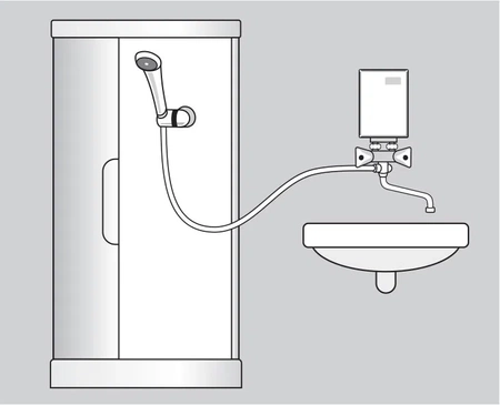Průtokový ohřívač vody Wijas Perfect 500 s baterií a výtokem 150 mm