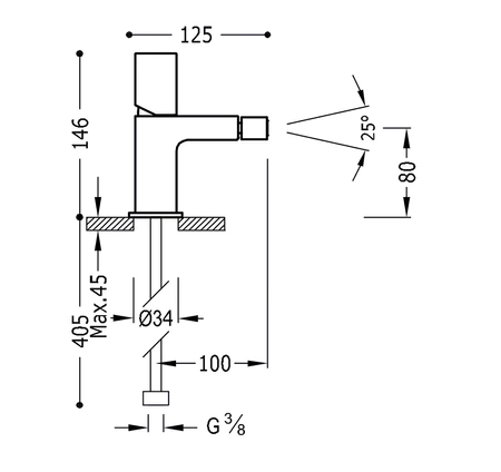 Tres Loft chromová bidetová baterie 20012002