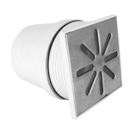 DES Group nastavitelný kanalizační rošt fi110 15x15 boční kovový bílý 01.016.023