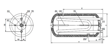 Elektromet horizontální polystyrenová nádrž WGJ-G Max 140l s dvojitým hadem 203-14-200