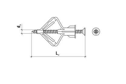 Hmoždinka pro upevnění do sádrokartonových desek GKW 10x50mm