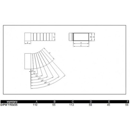 Dospel konektor horizontální polygonální koleno D/PW 110x55 007-0226