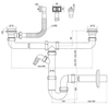 Tycner dvoutrubkový dřezový sifon s vývodem pro pračku, myčku 1239