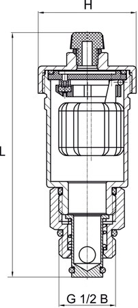 Diamantový odvzdušňovací ventil ústředního topení 1/2" automatický s uzavíracím ventilem ART.200-15