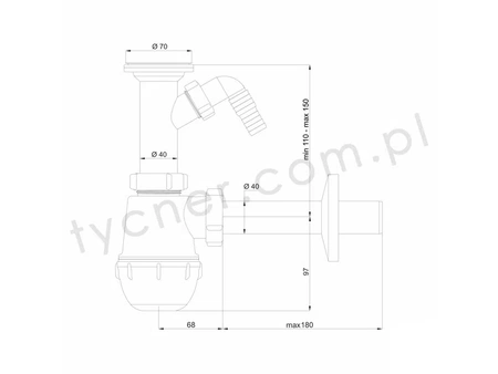 Ani-Plast dřezový sifon, láhev, kovové sítko + přípojka na pračku 1231