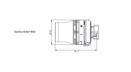Termostatická hlavice Danfoss Redia M30x1,5 s vestavěným čidlem 015G3338