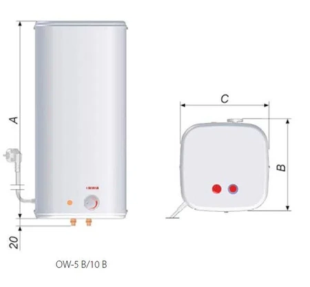 Beztlakový elektrický ohřívač Biawar nad umyvadlo s baterií OW-5B+ 19920