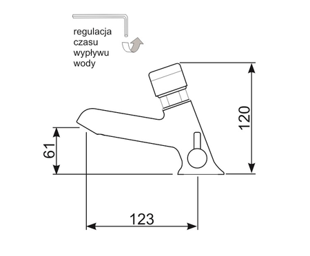 Umyvadlová baterie říční samozavírací stojánková chromová R00716