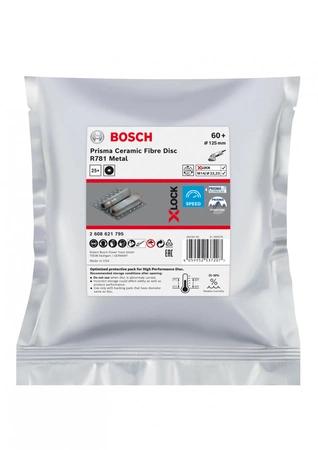 Bosch brusný kotouč Prisma Ceramic Fiber Disc R781 Metal 125x22,23mm G60 se systémem X-Lock 25 kusů 2608621795