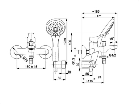 Vanová baterie KFA Fittings Morris 5244-510-00