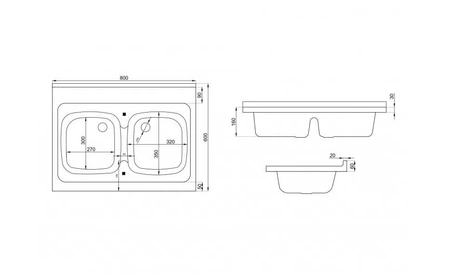 Polimat 2miskový akrylátový dřez ZD-60 60x80cm 1003
