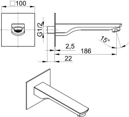 KFA Fittings Mokait výtok do vany pod omítku 836-002-00