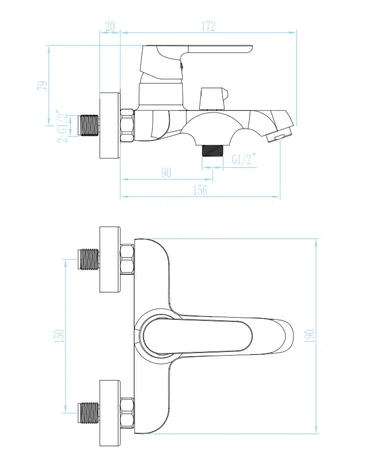 Vanová nástěnná baterie Kuchinox Dima chrom BQD 010D