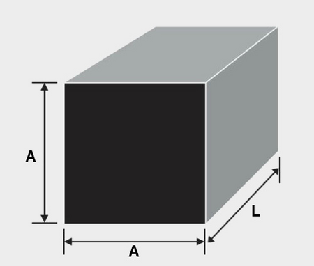 Čtvercová hliníková tyč 20x20mm 1mb PA38