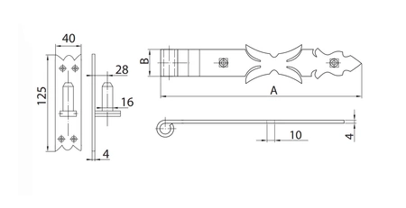 Kovaný závěs na opasek s háčkem 80cm ZA-SU-007