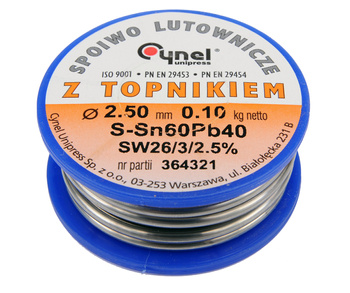 Cynel pájecí pojivo s tavidlem Sn60Pb40 2,5 mm 100 g 76822