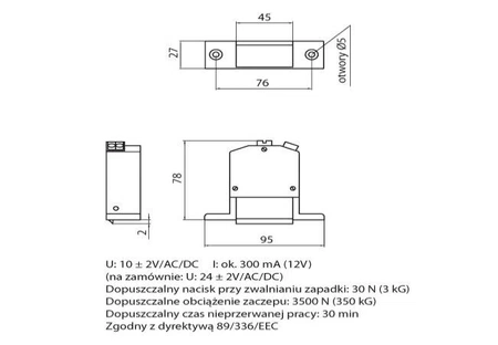 Elektra Plus Široký elektromagnetický závěs R-1 12V ZA-PO-003