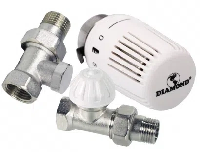 Diamantový úhlový termostatický radiátor set ART.412.ZEST.THERM.ANG