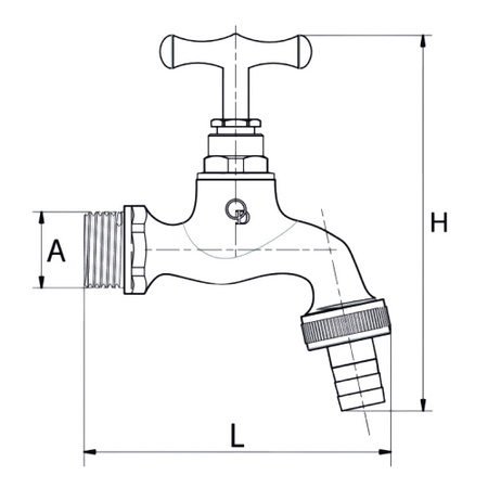 Diamantový 3/4" kohoutek s hadicovou spojkou žlutý leštěný ART.206-3/4.Y