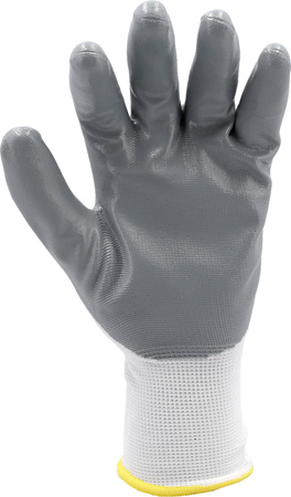 Pracovní rukavice Yato z nylonu a nitrilu, bílé, velikost 9 YT-74739