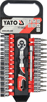 Sada nástrčných hlavic Yato s příslušenstvím 1/4" 28 dílů YT-14433