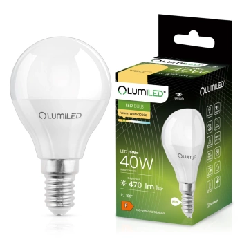 Lumiled led žárovka E14 koule 5W 3000K teplá barva LEDZARMI043