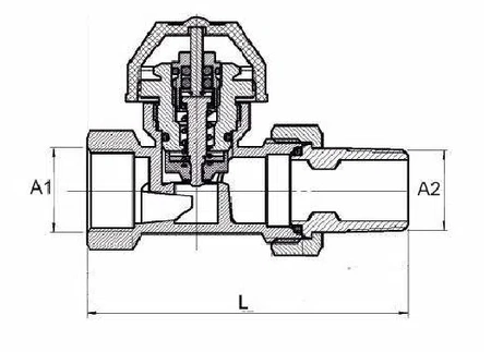 Diamantový termostatický ventil bez hlavice 1/2" přímý ART.401-15.PR.