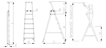 Drabex ekonomický žebřík pro domácnost 1,80 m 1204