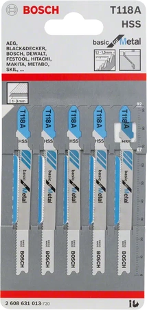 List do přímočaré pily Bosch T118A 5 kusů 2608631013
