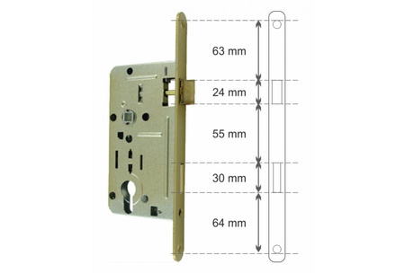 Assa Abloy Lock 72/55 Finský lak bez úderníku levý klíč 2-9009