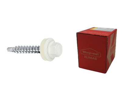 Screw-Met, samořezný šroub s EPDM podložkou pro podélné upevnění plechu, překrytí RAL9010, 4,8x19mm, 250 kusů WSBP-48019-9010