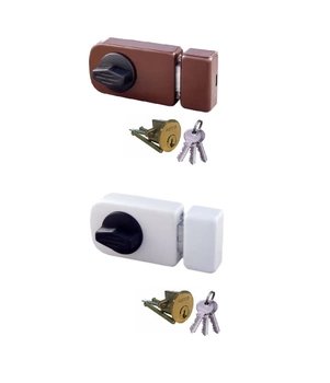 Horní zámek Kowal Minos 60 hnědý/bílý s mosaznou vložkou