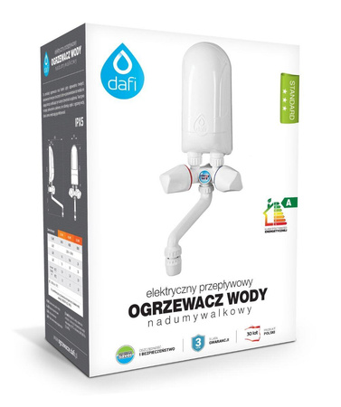 Dafi průtokový ohřívač vody nad dřez, 4,5 kW, s bílou baterií O.OG.1.0.0.0.4.5.BAT.BIA