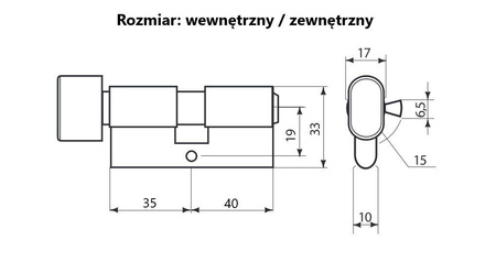 Profilová cylindrická vložka Gerda WKE1 s knoflíkem 35/40 mosaz 0WKE1G03540.98030P