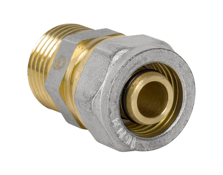 Diamantový konektor ZŁ-CH PEX-AL-PEX vnější závit 20x1/2" mosaz FTN-001.1/2X20.ZŁ.CH