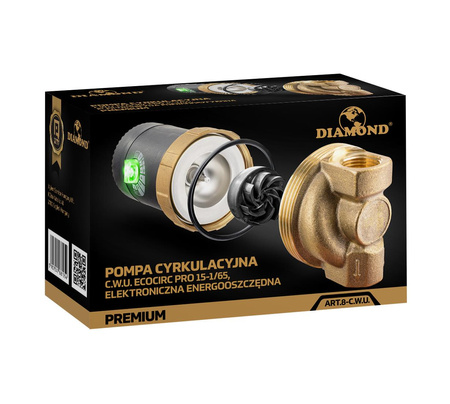 Diamantové energeticky úsporné oběhové čerpadlo TUV Ecocirc Pro 15-1/65 Premium electronic ART.8-DHW