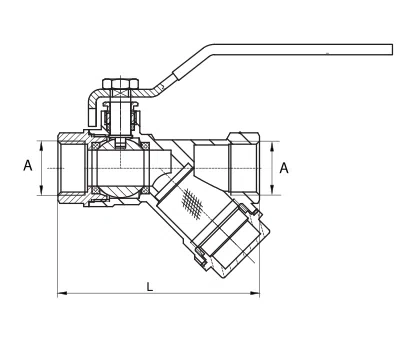 Diamantový kulový kohout se šikmým filtrem 1" ART.17 D-25